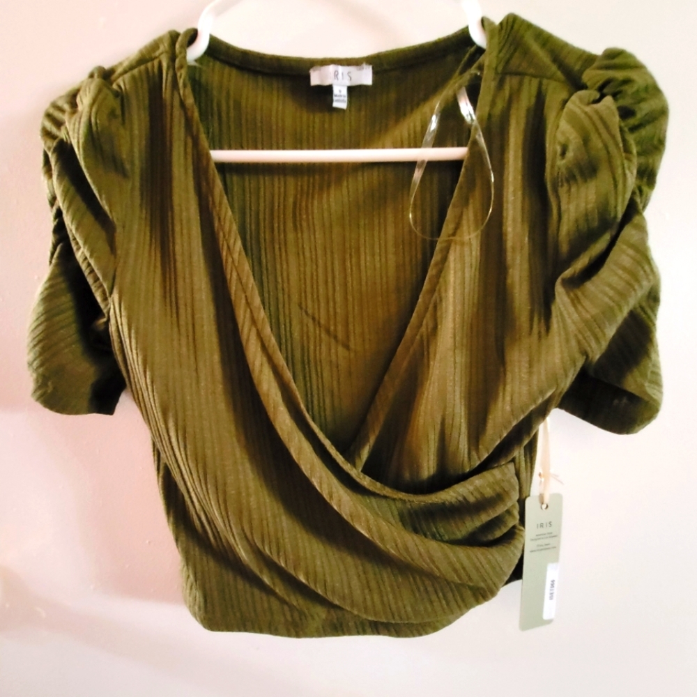 Olive green ruched shirt